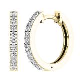 0.33 Carat (ctw) 14K Yellow Gold Round White Diamond Ladies Huggies Hoop Earrings 1/3 CT