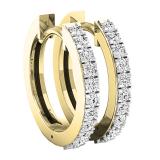 0.33 Carat (ctw) 14K Yellow Gold Round White Diamond Ladies Huggies Hoop Earrings 1/3 CT
