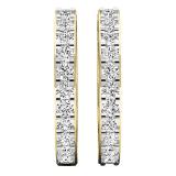 0.33 Carat (ctw) 14K Yellow Gold Round White Diamond Ladies Huggies Hoop Earrings 1/3 CT