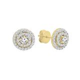0.25 Carat (ctw) 10K Yellow Gold Round White Diamond Ladies Flower Cluster Stud Earrings 1/4 CT