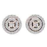 0.25 Carat (ctw) 14K Rose Gold Round White Diamond Ladies Flower Cluster Stud Earrings 1/4 CT