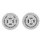 0.25 Carat (ctw) 14K White Gold Round White Diamond Ladies Flower Cluster Stud Earrings 1/4 CT