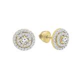 0.25 Carat (ctw) 14K Yellow Gold Round White Diamond Ladies Flower Cluster Stud Earrings 1/4 CT