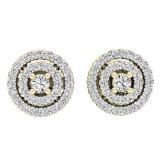 0.25 Carat (ctw) 14K Yellow Gold Round White Diamond Ladies Flower Cluster Stud Earrings 1/4 CT