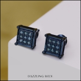 0.25 Carat (ctw) Blue Rhodium Plated Sterling Silver Round Blue Diamond Square Men's Stud Earrings