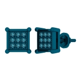 0.25 Carat (ctw) Blue Rhodium Plated Sterling Silver Round Blue Diamond Square Men's Stud Earrings