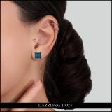 0.25 Carat (ctw) Blue Rhodium Plated Sterling Silver Round Blue Diamond Square Men's Stud Earrings