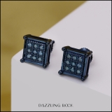 0.25 Carat (ctw) Blue Rhodium Plated Sterling Silver Round Blue Diamond Square Men's Stud Earrings