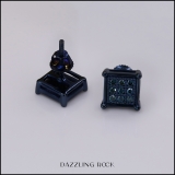 0.25 Carat (ctw) Blue Rhodium Plated Sterling Silver Round Blue Diamond Square Men's Stud Earrings