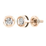 0.25 Carat (ctw) 14K Rose Gold Round White Diamond Ladies Solitaire Stud Earrings 1/4 CT