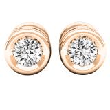 0.25 Carat (ctw) 14K Rose Gold Round White Diamond Ladies Solitaire Stud Earrings 1/4 CT