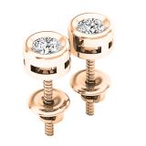 0.25 Carat (ctw) 14K Rose Gold Round White Diamond Ladies Solitaire Stud Earrings 1/4 CT