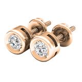 0.25 Carat (ctw) 18K Rose Gold Round White Diamond Ladies Solitaire Stud Earrings 1/4 CT