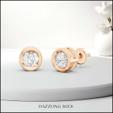 0.50 Carat (ctw) 14K Rose Gold Round White Diamond Ladies Solitaire Stud Earrings 1/2 CT