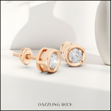 0.50 Carat (ctw) 14K Rose Gold Round White Diamond Ladies Solitaire Stud Earrings 1/2 CT