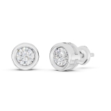 0.50 Carat (ctw) 14K White Gold Round White Diamond Ladies Solitaire Stud Earrings 1/2 CT
