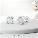 0.50 Carat (ctw) 14K White Gold Round White Diamond Ladies Solitaire Stud Earrings 1/2 CT