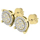 0.25 Carat (ctw) 10K Yellow Gold Round White Diamond Ladies Flower Cluster Earrings 1/4 CT