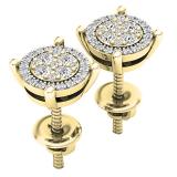 0.25 Carat (ctw) 14K Yellow Gold Round White Diamond Ladies Flower Cluster Earrings 1/4 CT