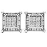 0.25 Carat (cttw) White Round White Diamond Kite Shape Stud Earrings 14K White Gold