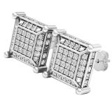 0.25 Carat (cttw) White Round White Diamond Kite Shape Stud Earrings 14K White Gold