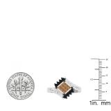 0.80 Carat (ctw) 10K White Gold White Champagne and Black Diamond Ladies Right Hand Ring 3/4 CT