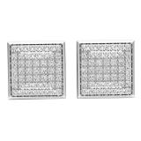 0.35 Carat (ctw) Platinum Plated Sterling Silver Round Diamond Unisex Iced Stud Earrings 1/3 CT
