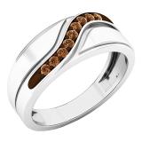 0.25 Carat (ctw) Sterling Silver Round Champagne Diamond Men's Wedding Anniversary Band 1/4 CT