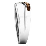 0.25 Carat (ctw) Sterling Silver Round Champagne Diamond Men's Wedding Anniversary Band 1/4 CT