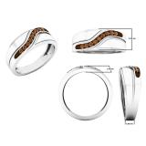 0.25 Carat (ctw) Sterling Silver Round Champagne Diamond Men's Wedding Anniversary Band 1/4 CT