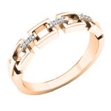 0.05 Carat (ctw) 18K Rose Gold Round White Diamond Ladies Chain Link Wedding Band