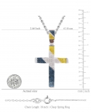 1.10 Carat (ctw) Sterling Silver Blue White and Yellow Diamond Mens Hip Hop Cross Pendant