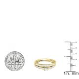 0.75 Carat (ctw) 10K Yellow Gold Princess Diamond Ladies Bridal Engagement Ring Set 3/4 CT