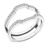 0.33 Carat (ctw) 10K White Gold Round Diamond Ladies Wedding Band Enhancer Guard Double Ring 1/3 CT