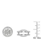 1.00 Carat (ctw) 14K White Gold Round Diamond Ladies Wedding Band Enhancer Guard Double Ring 1 CT
