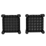 1.00 Carat (ctw) Black Rhodium Plated Sterling Silver Round Black Diamond Mens Hip Hop Stud Earrings