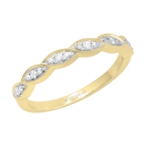 0.15 Carat (ctw) Round White Diamond Ladies Vintage Style Anniversary Wedding Band 14K Yellow Gold