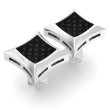0.15 Carat (ctw) Round Black Diamond Mens Hip Hop Iced Stud Earrings Sterling Silver