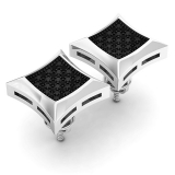 0.15 Carat (ctw) Round Black Diamond Mens Hip Hop Iced Stud Earrings Sterling Silver