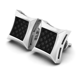 0.15 Carat (ctw) Round Black Diamond Mens Hip Hop Iced Stud Earrings Sterling Silver