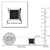 0.15 Carat (ctw) Round Black Diamond Mens Hip Hop Iced Stud Earrings Sterling Silver