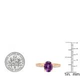 9X7 MM Oval Amethyst and Round Diamond Ladies Bridal Engagement Ring 10K Rose Gold
