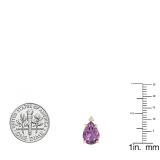 10X7 MM Each Pear Amethyst and Round Diamond Ladies Stud Earrings 10K Rose Gold