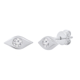0.10 Carat (cttw) Round White Diamond Ladies Evil Eye Stud Earrings 1/10 Sterling Silver