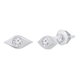 0.10 Carat (cttw) Round White Diamond Ladies Evil Eye Stud Earrings 1/10 Sterling Silver