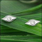 0.10 Carat (cttw) Round White Diamond Ladies Evil Eye Stud Earrings 1/10 Sterling Silver