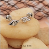 0.10 Carat (cttw) Round White Diamond Ladies Evil Eye Stud Earrings 1/10 Sterling Silver