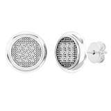 0.20 Carat (cttw) Round White Diamond Ladies Cluster Stud Earrings 1/5 CT Sterling Silver
