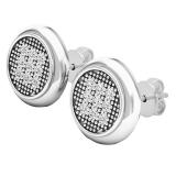 0.20 Carat (cttw) Round White Diamond Ladies Cluster Stud Earrings 1/5 CT Sterling Silver