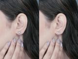 0.10 Carat (cttw) Round White Diamond Moon and Star Mismatch Stud Earrings 1/10 CT Sterling Silver